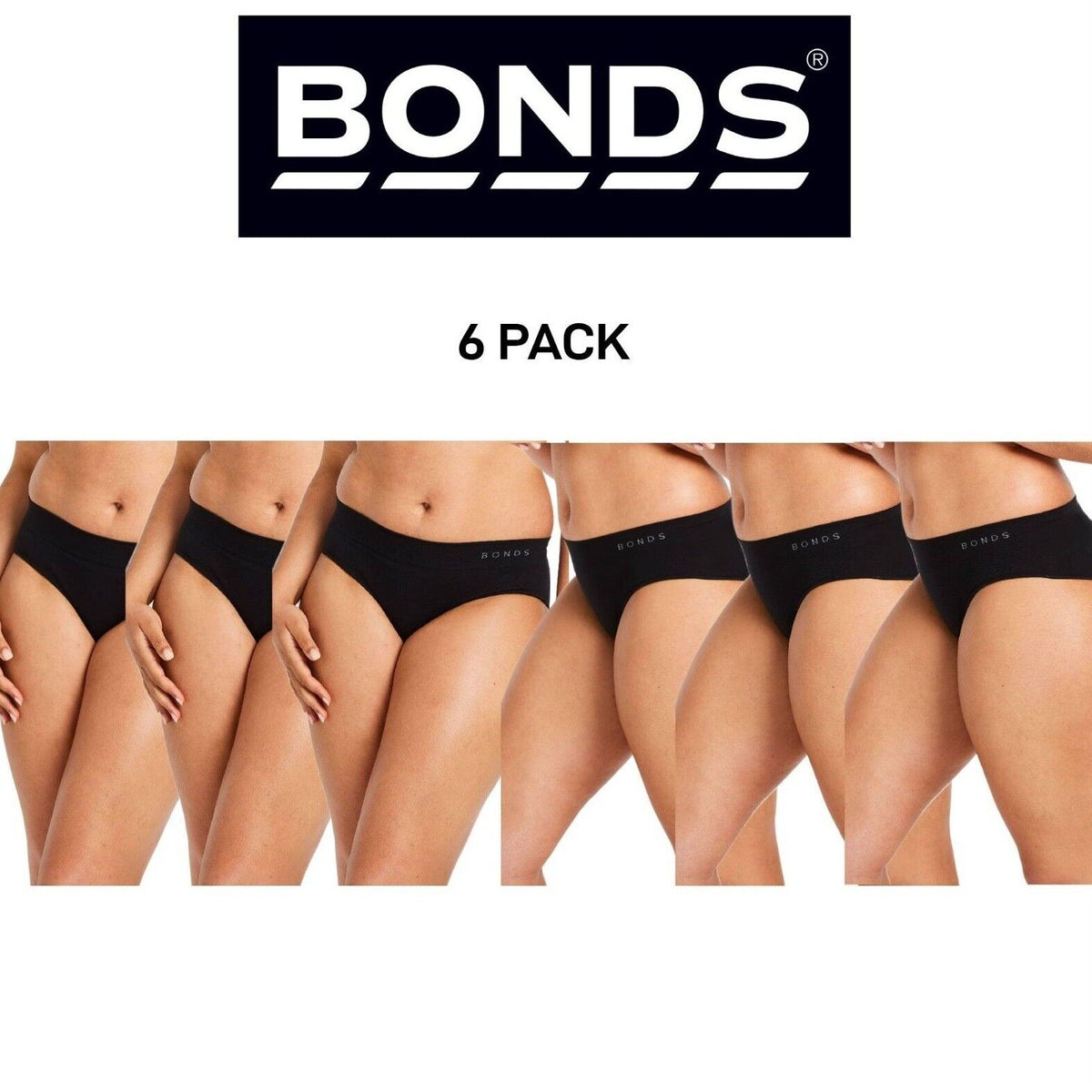Bonds Womens Midi Seamless Smooth and Soft Breathable Brief 6 Pack WWGCA