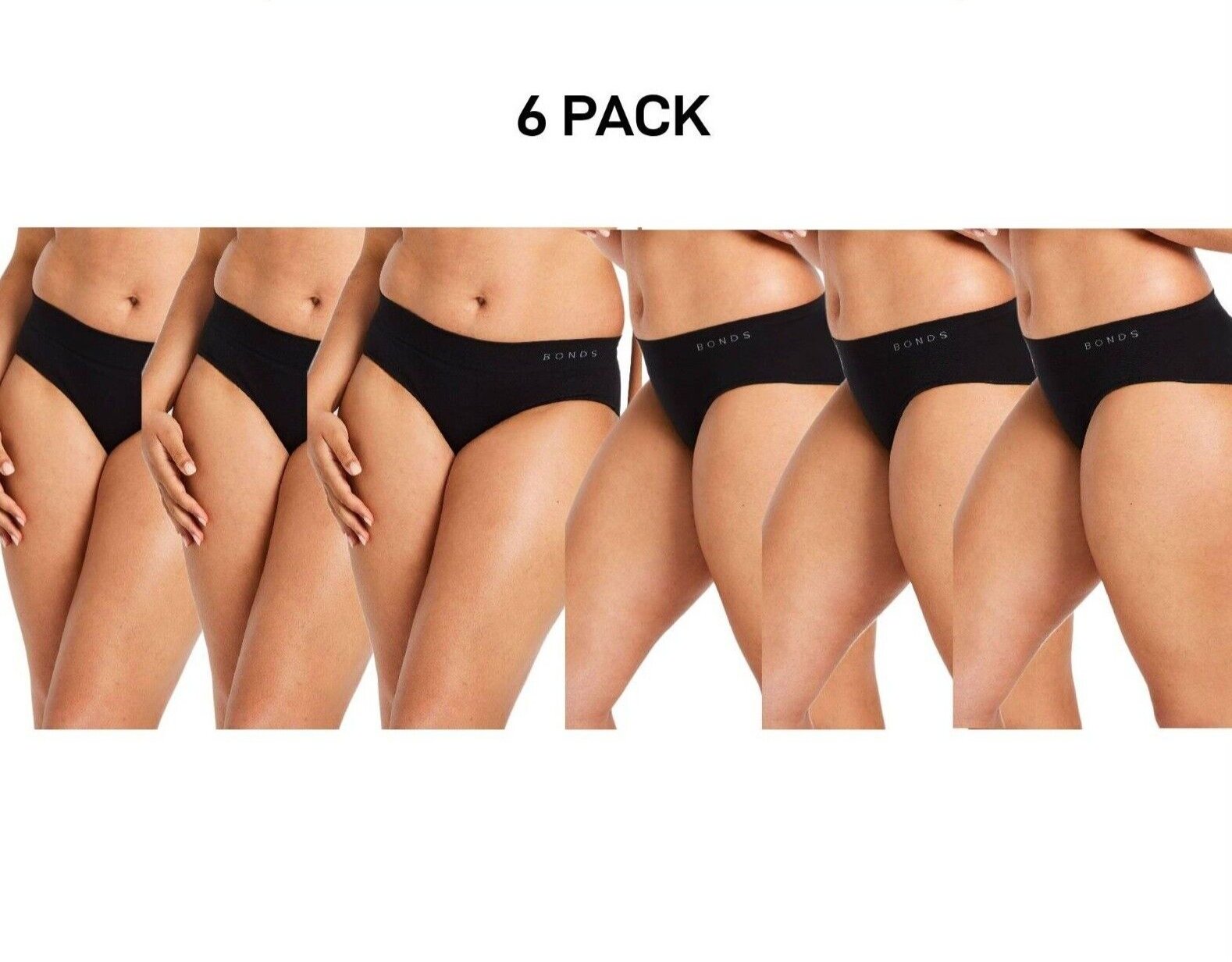Bonds Womens Midi Seamless Smooth and Soft Breathable Brief 6 Pack WWGCA