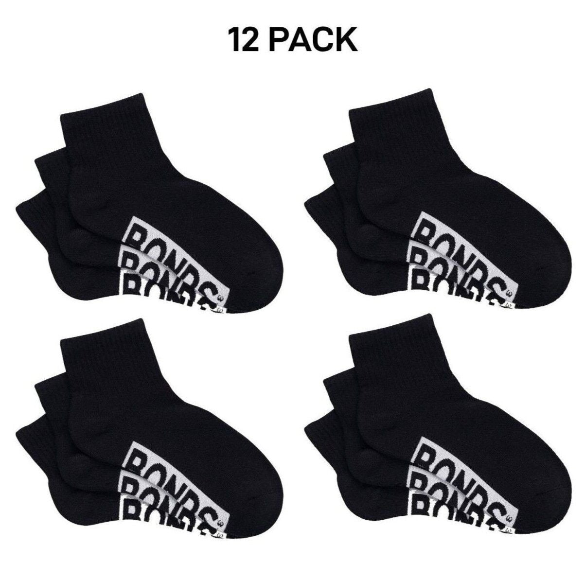 Bonds Womens Logo Cushioned Quarter Crew Comfy Cushioning Socks 12 Pack LXPP3N
