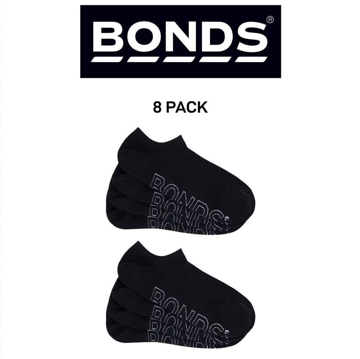 Bonds Mens Logo Lightweight No Show Comfy Mesh Cooling Zone Socks 8 Pack SXN64N