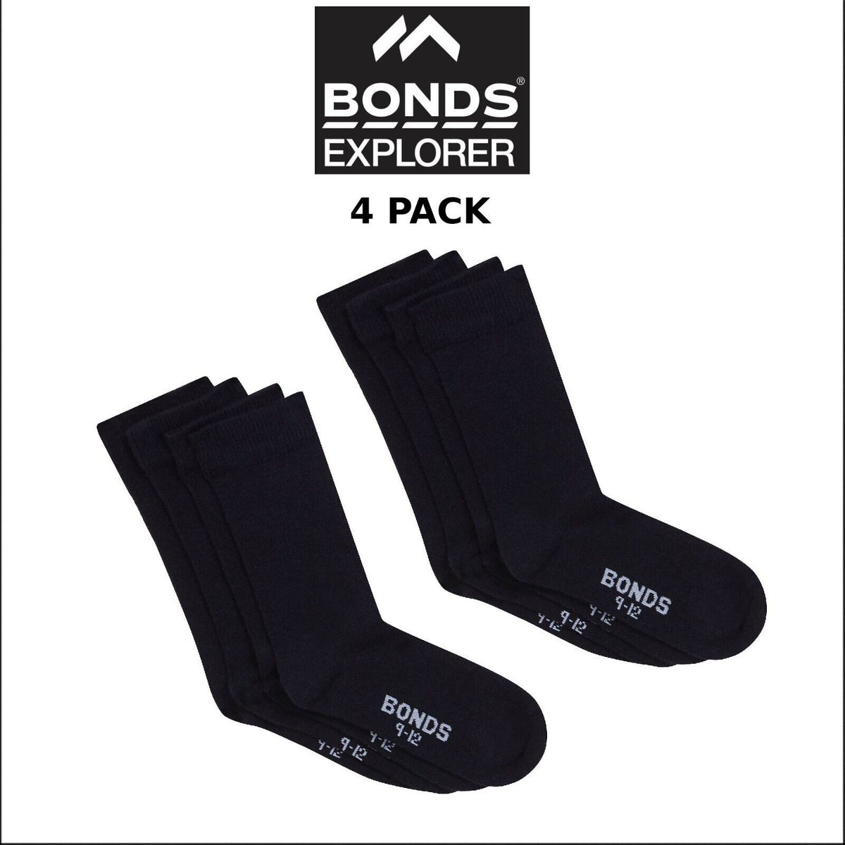 Bonds Kids School Oxford Crew Socks Ultimate Comfort and Softness 4 Pack R640OO