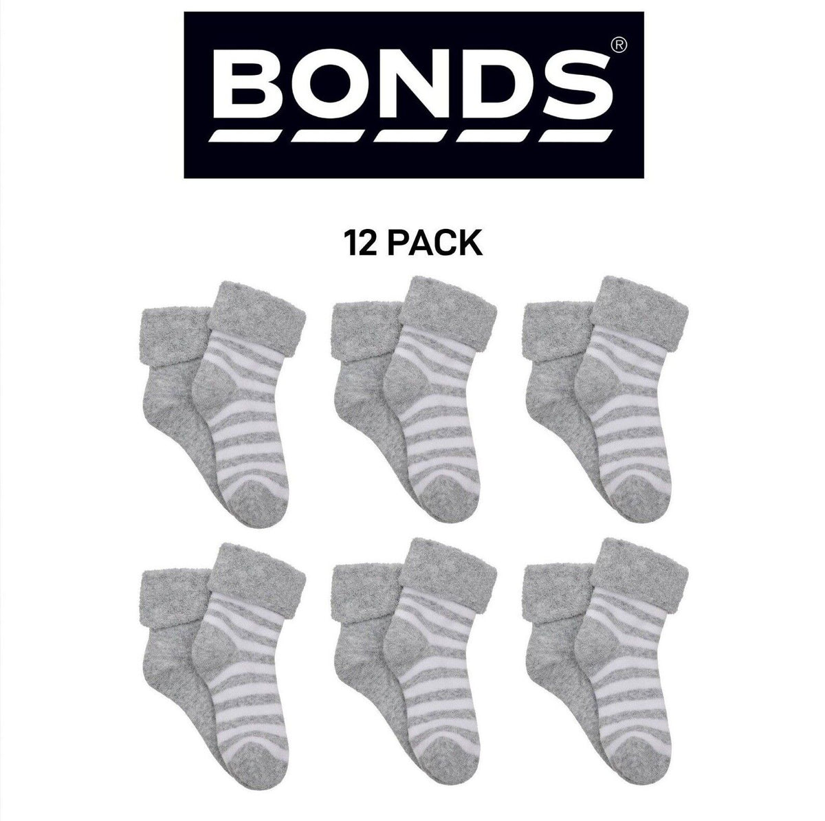 Bonds Baby Wondersock Super Soft Cotton and Durable Comfy 12 Pack R6289T