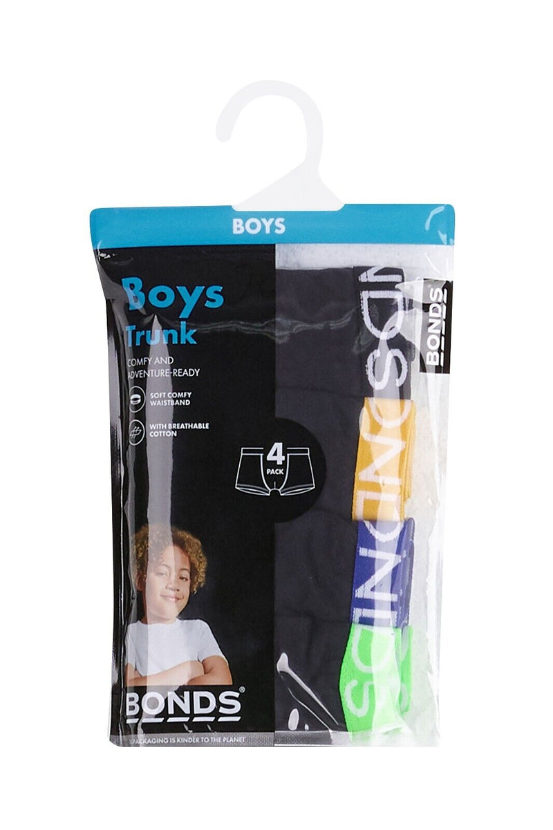 Bonds Boys Trunk Supportive Pouch with Comfy Coverage 4 Pack UWCD4A 08K