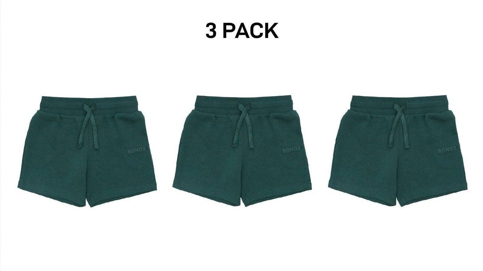 Bonds Kids Tech Sweats Short Lightweight Soft Rib Waistband Sporty 3 Pack KVQPK