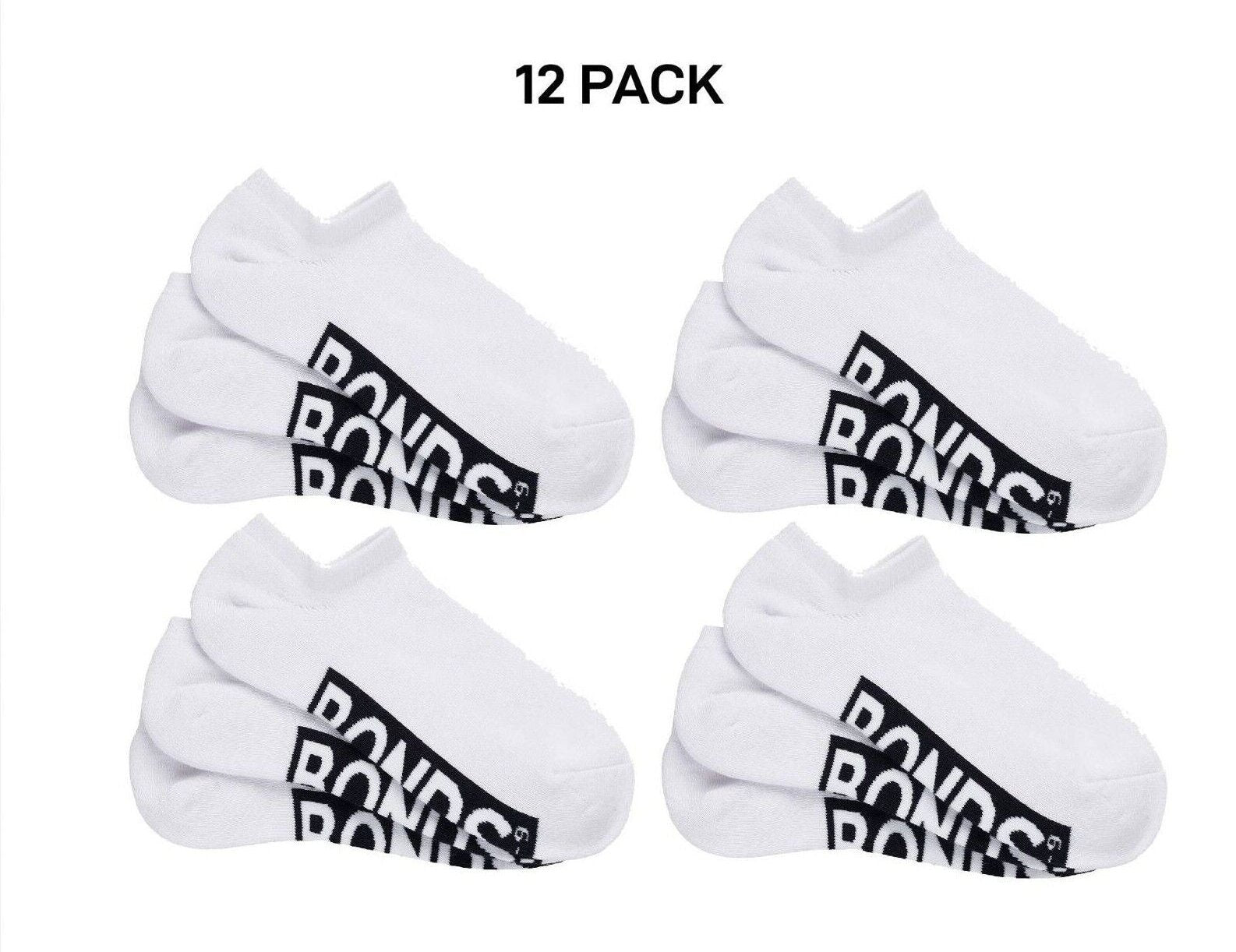 Bonds Mens Logo Cushioned No Show Smooth & Soft Cushioning Socks 12 Pack SXN73N