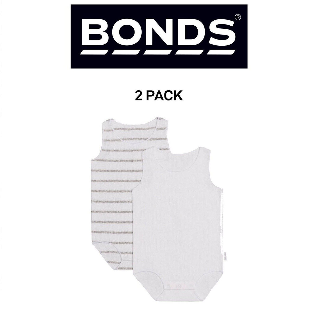 Bonds Baby Wonderbodies Singlets Comfy Soft Stretchable Cotton 2 Pack BWTRA