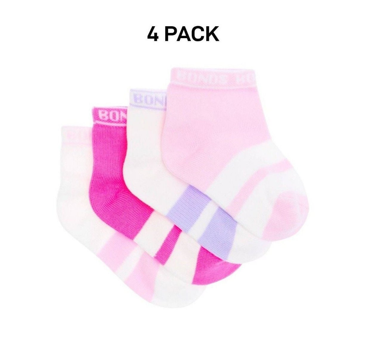Bonds Baby Sportlet Arch Support Soft Breathable Comfiness Socks 4 Pack RXXL4N