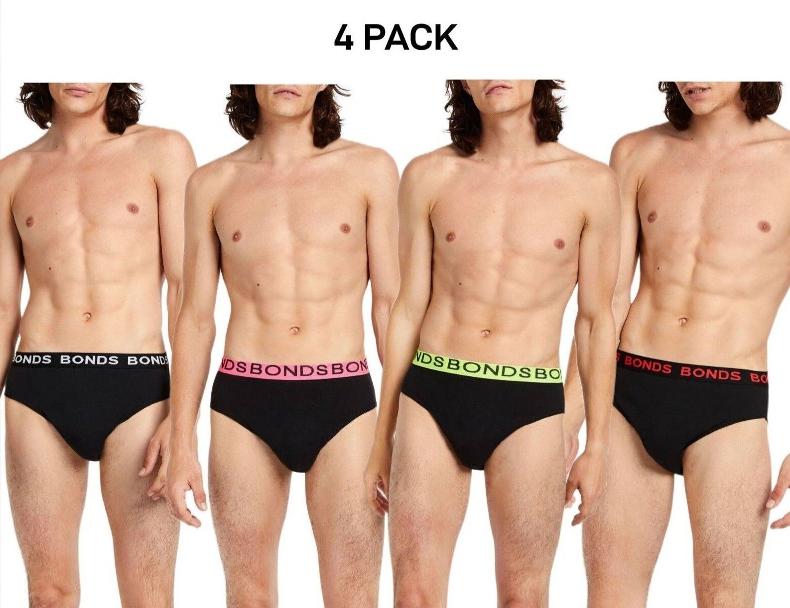 Bonds Mens Basic Hipster Briefs Cotton Stretchable Tailored Fit 4 Pack M38DM4