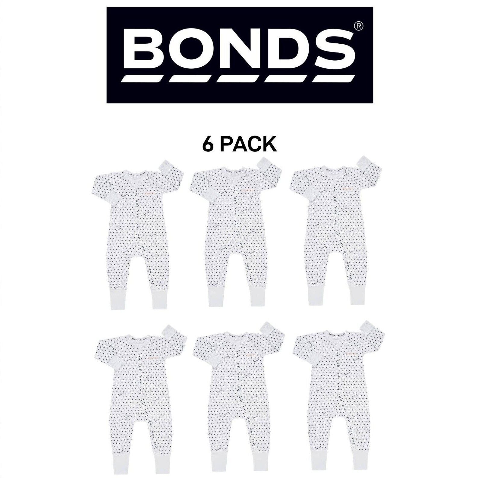 Bonds Baby Wondercool Zip Wondersuit Warmth Two-way Safety Zip 6 Pack BX49A