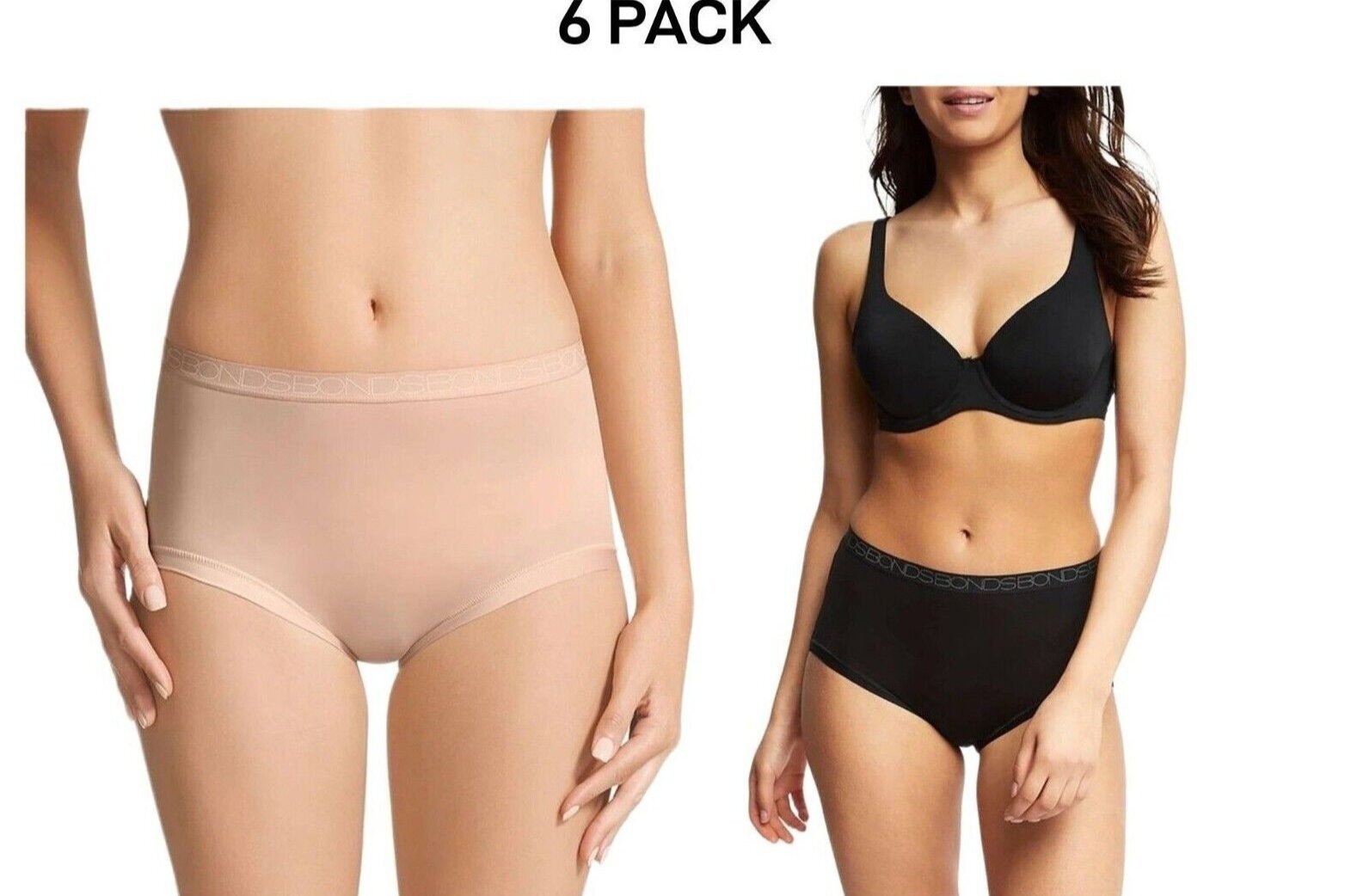 Bonds Womens Invisitails Full Brief Soft and Stretchy Waistband 6 Pack WZGGY