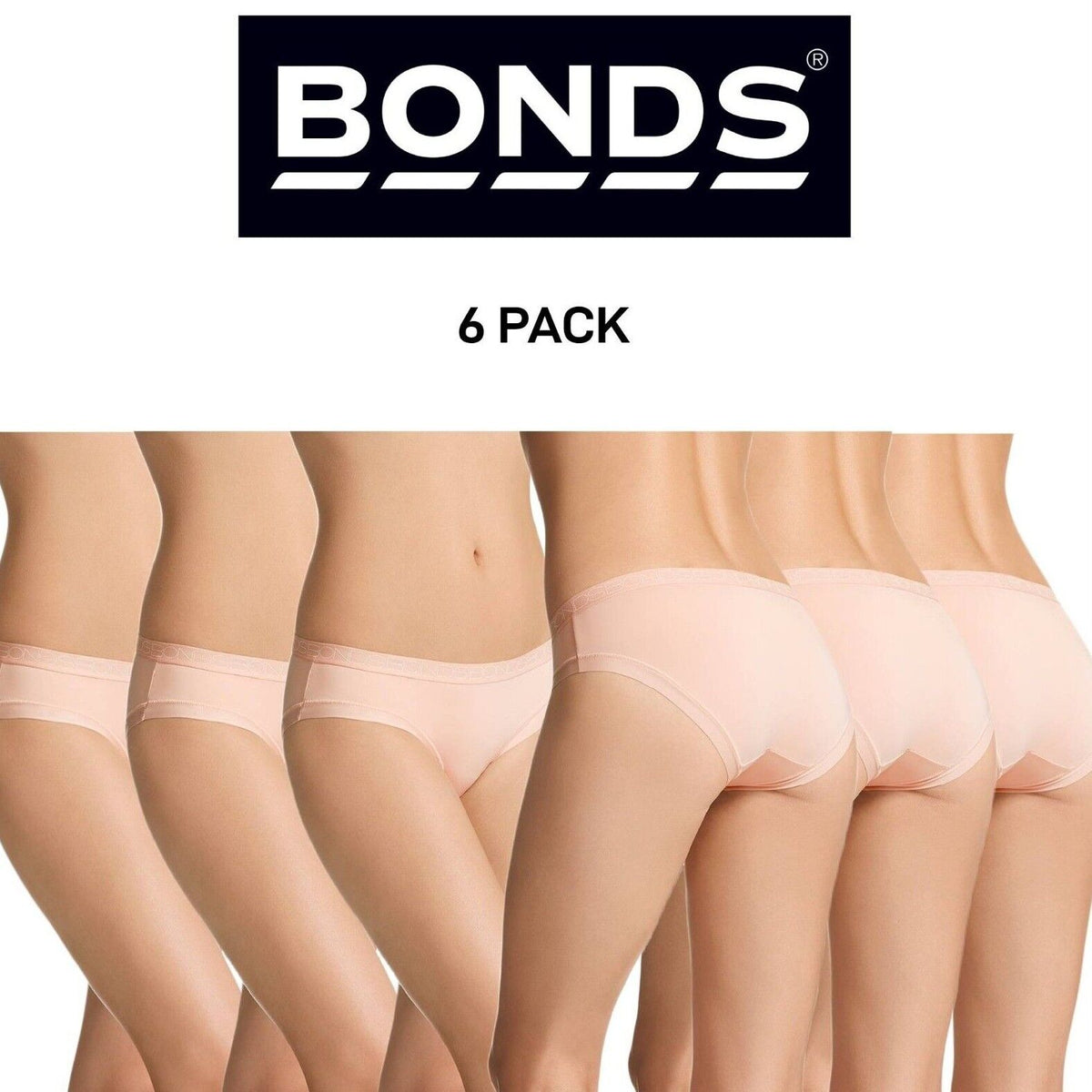 Bonds Womens Invisitails Bikini Lightweight Smooth Leg Band Brief 6 Pack WZ5WBY