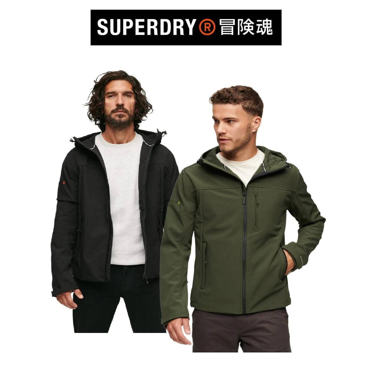 Superdry Mens Fleece Lined Sporty Embroidered Softshell Hooded Jacket SM32WJ6M