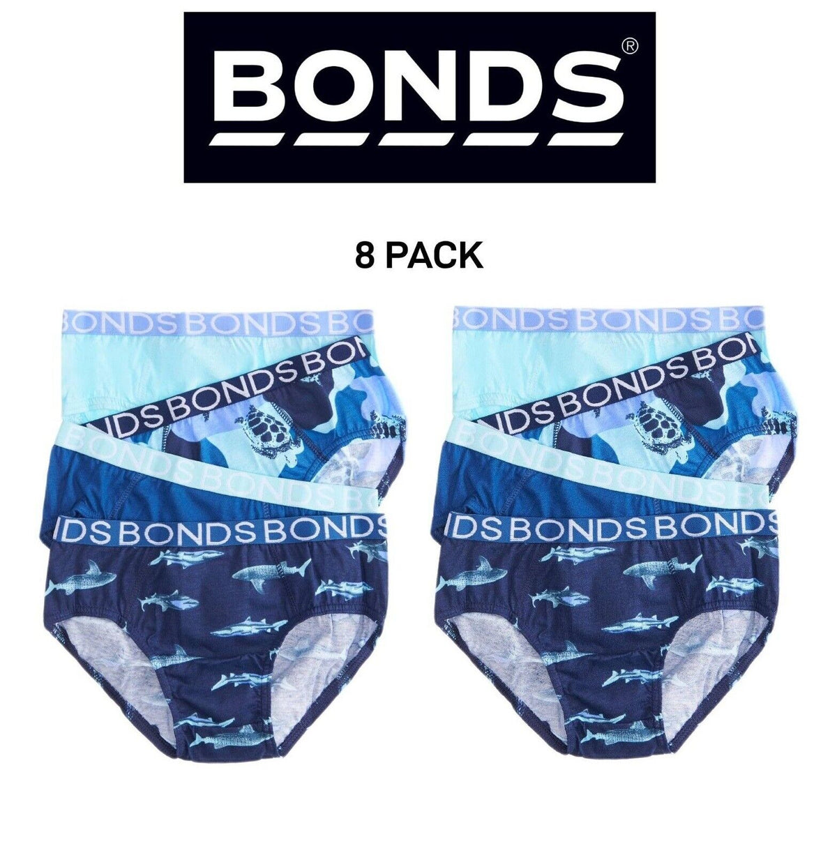 Bonds Boys Brief Comfortable Coverage Elastic Branded Waistband 8 Pack UXYK4A