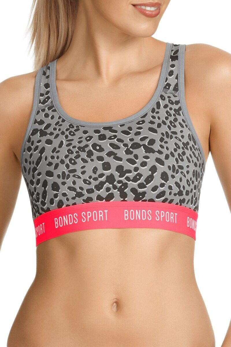 Womens Bonds Active Micro Crop Body Top Running Gym Yoga Keyline Grey Pink S M L