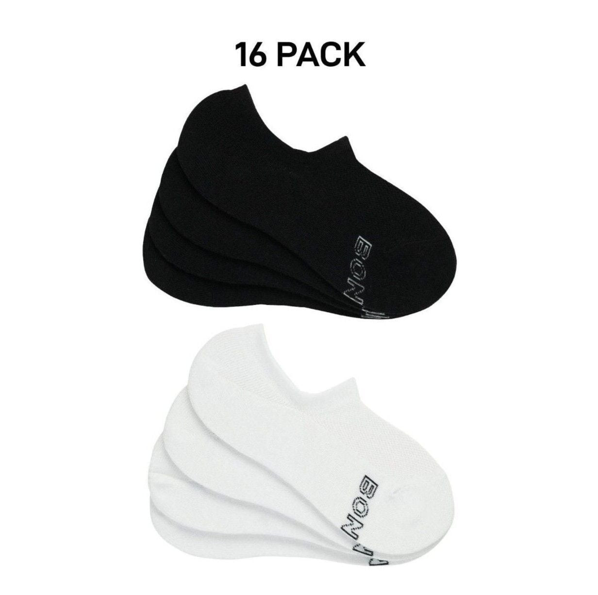Bonds Mens Logo Light Sneaker Socks Cotton Breathable Mesh Panels 16 Pack SXKP4N