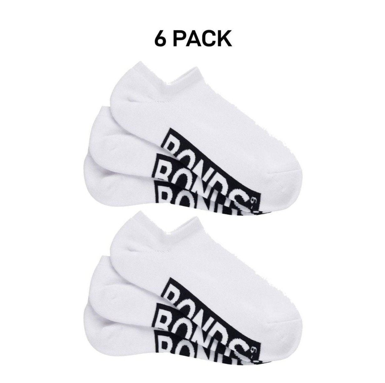 Bonds Mens Logo Cushioned No Show Smooth & Soft Cushioning Socks 6 Pack SXN73N