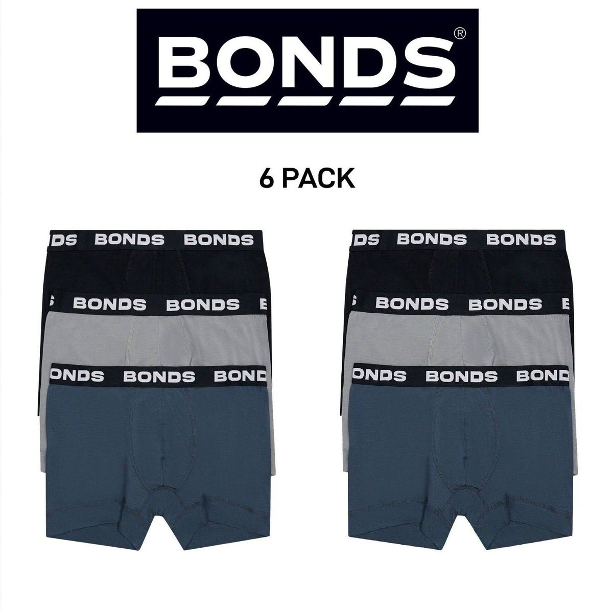Bonds Mens Total Package Trunk Soft and Breathable Viscose Bamboo 6 Pack MWK83A