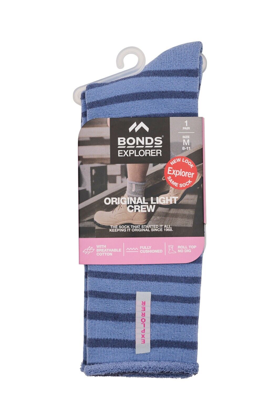 Bonds Explorer Womens Original Lightweight Cushioned Crew Socks 8 Pack L1757W