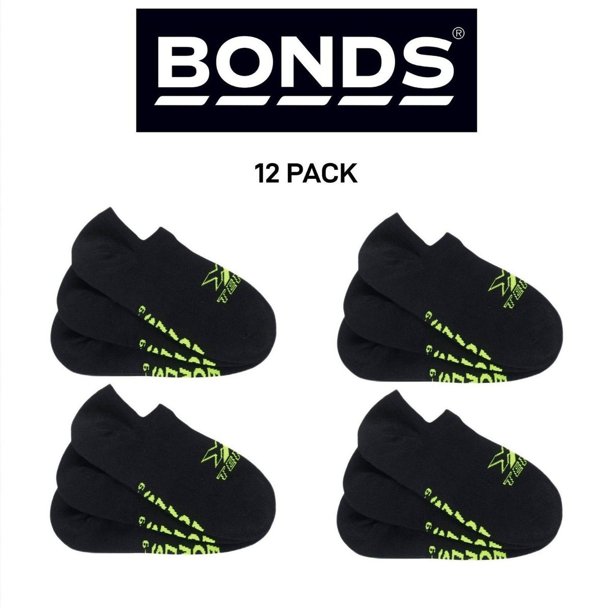 Bonds Mens X-Temp No Show Innovative Technology Evaporates Sweat 12 Pack SXX43N