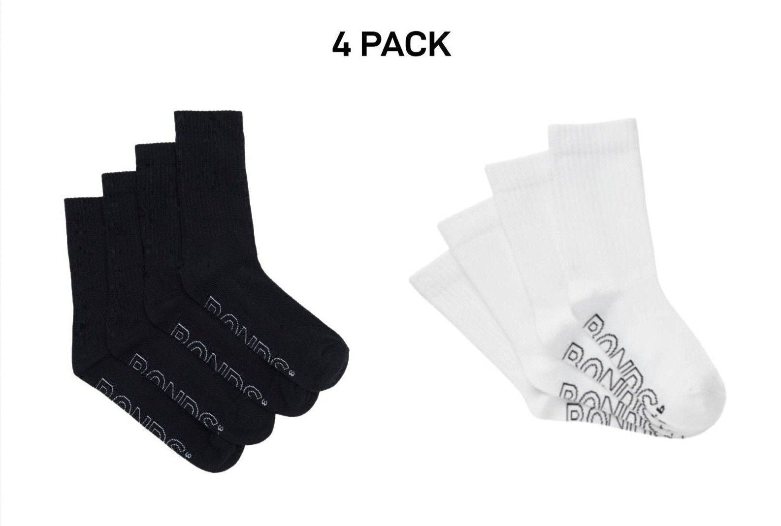 Bonds Kids Logo Light Crew Sock Soft Cotton Mesh Cooling 4 Pack RXVJ4N