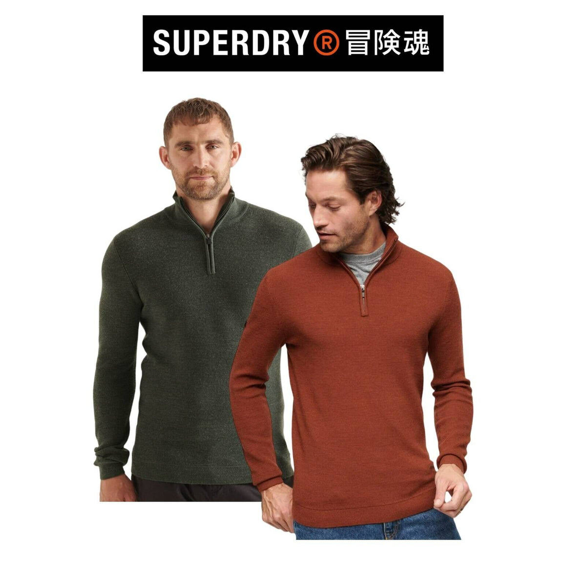 Superdry Mens Studios Half Zip Comfy Classic Knit Merino Henley Jumper SM32WK6E