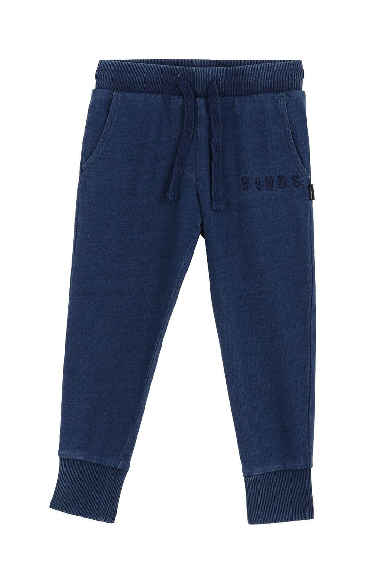 Bonds Kids Denim Trackie Pants Soft Rib Cuff Comfy Stretchy Elastic 3 Pack KX9JK