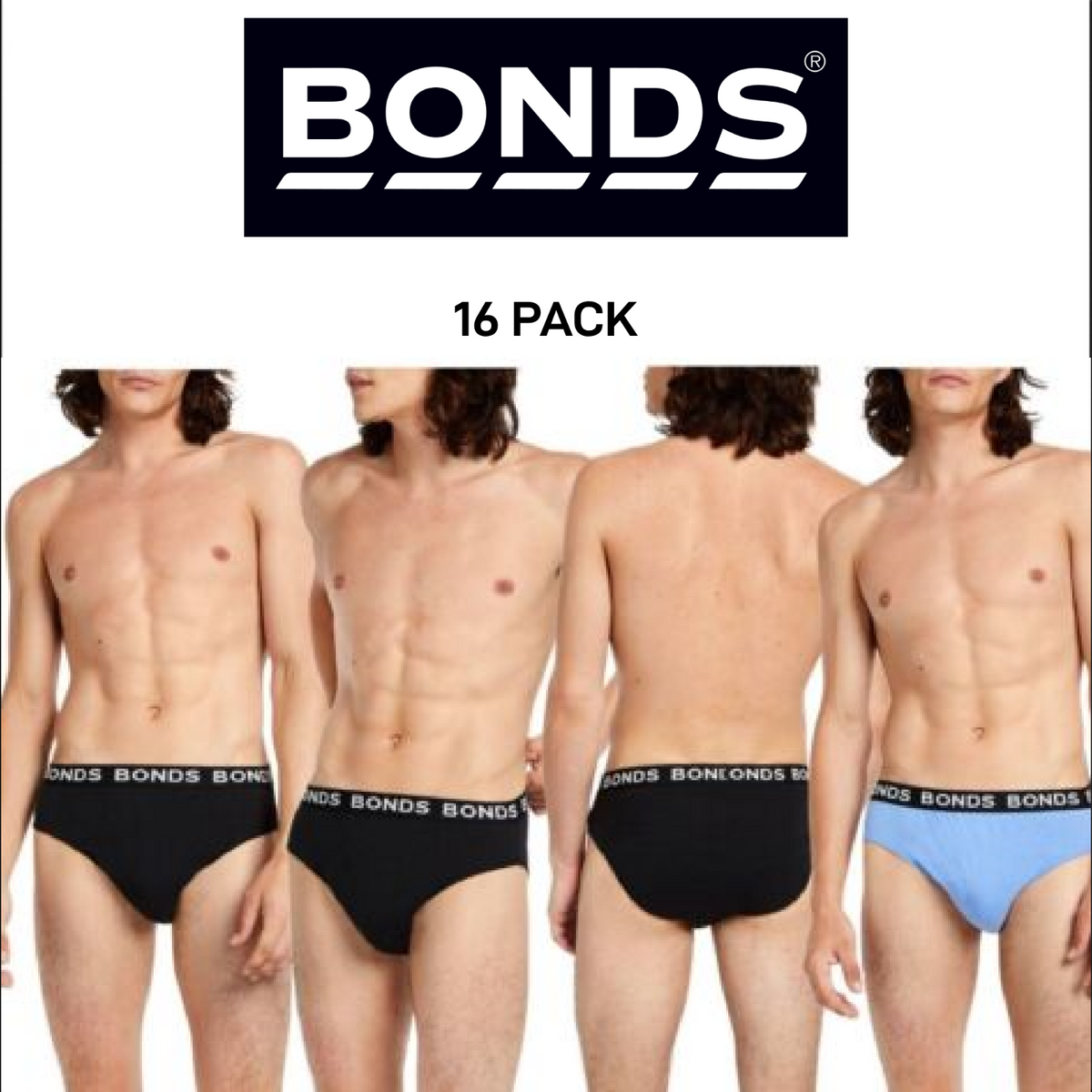 Bonds Mens Basic Hipster Briefs Cotton Stretchable Tailored Fit 16 Pack M38DM4