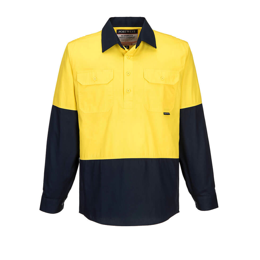 Portwest Mens Prime Mover Hi-Vis Lightweight Long Sleeve Work Closed Shirt MC801