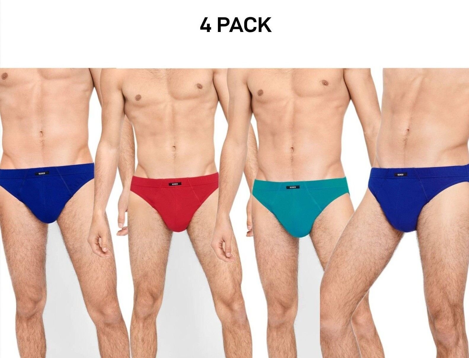 Bonds Mens Action Brief  Soft Cotton and Encased Elastic Comfort 4 Pack M8OS4