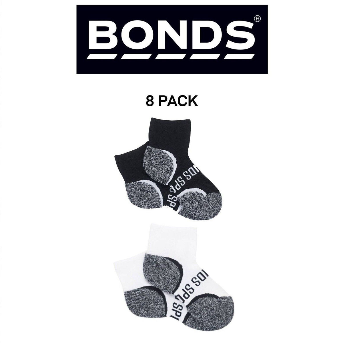 Bonds Kids Ultimate Comfort Quarter Crew Extra Cushioning Socks 8 Pack RY8K2N