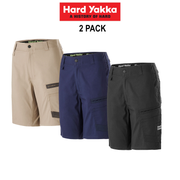 Hard Yakka 2 Pack Raptor Mid Shorts Work Comfortable Cargo Tough Flexible Y08228