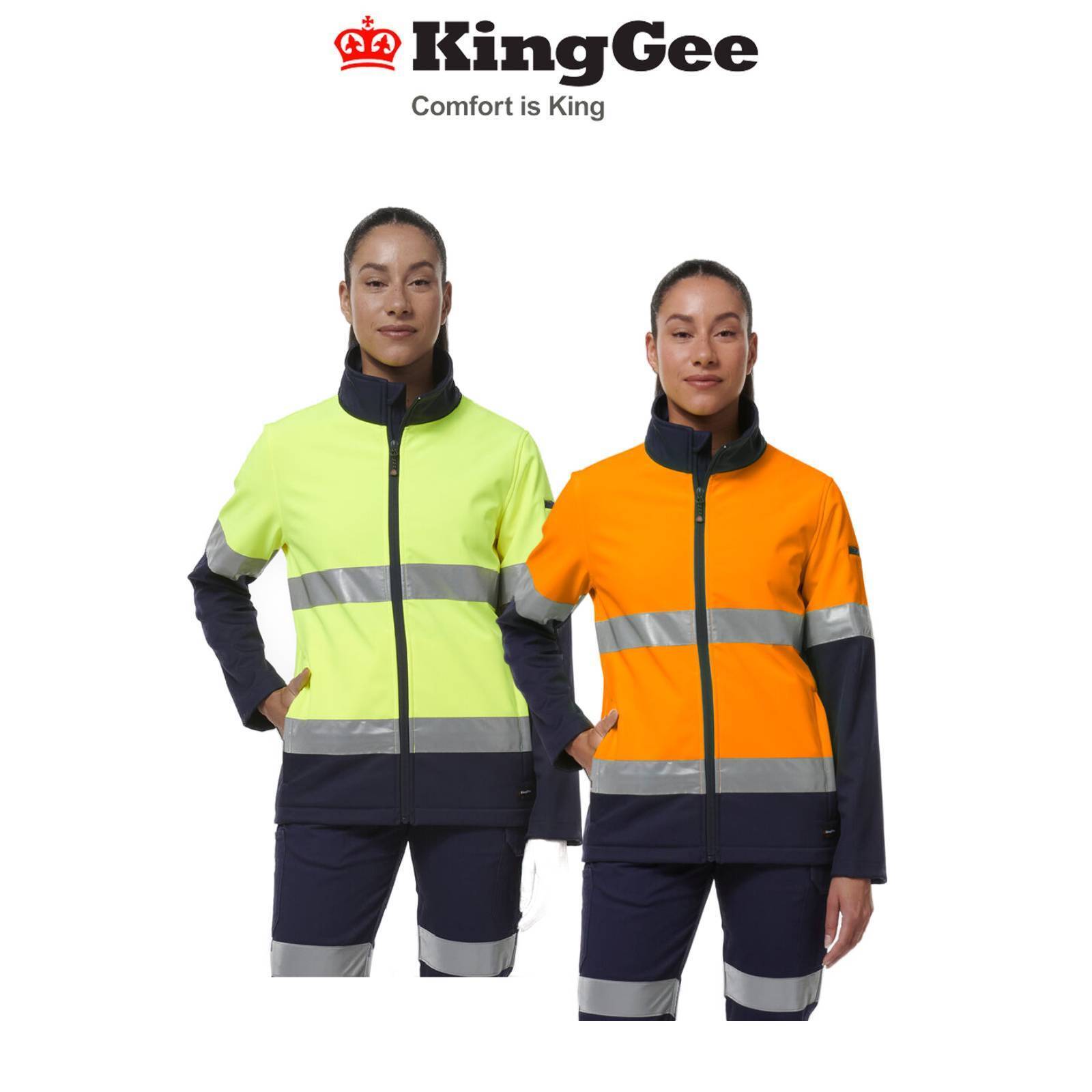 KingGee Womens Reflective Spliced Pocket Softshell Safety Work Jacket K45006-Collins Clothing Co