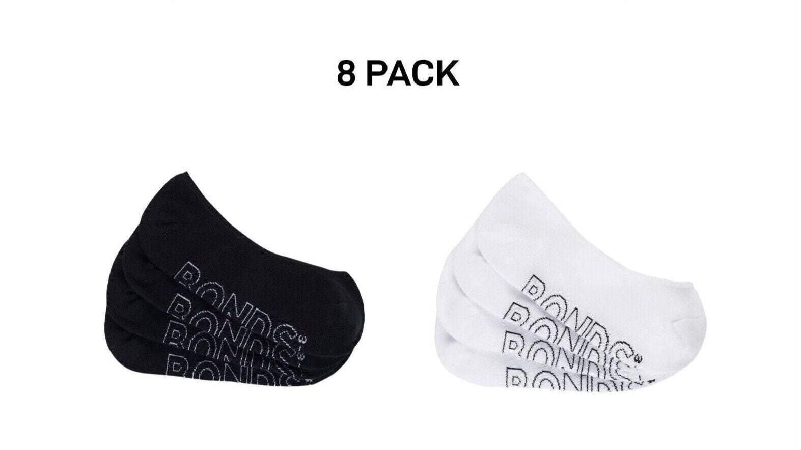 Bonds Womens Lightweight Liner Invisible Socks Comfy Cushioning 8 Pack LXPJ4N