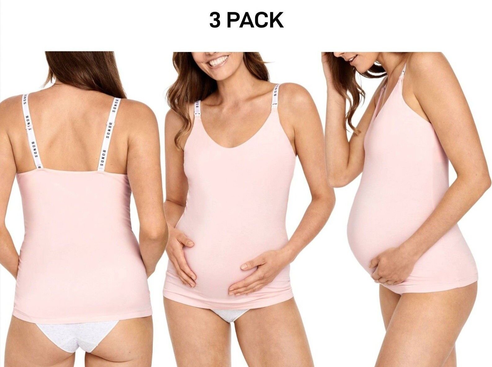 Bonds Womens Originals Maternity Support Singlet Extra Comfort 3 Pack YXF3Y