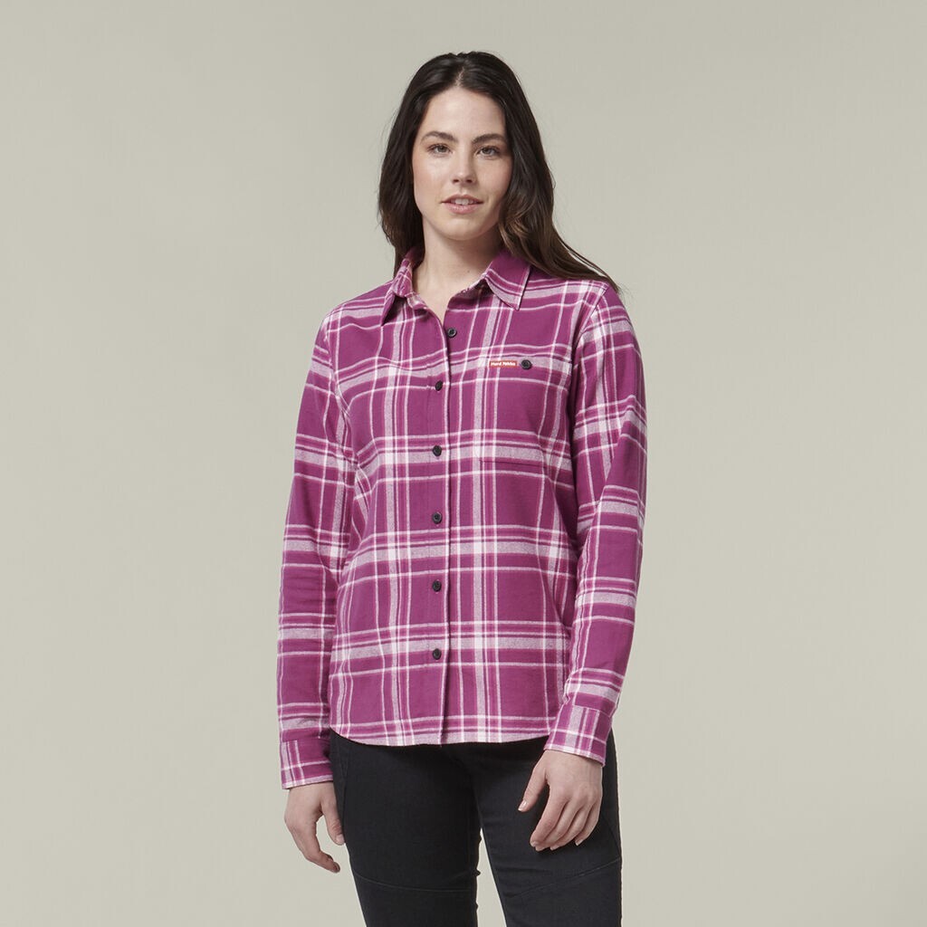 SALE HARD YAKKA Women's Fit Check Flannie Shirt Relaxed Fit Smart Stylish Y08744