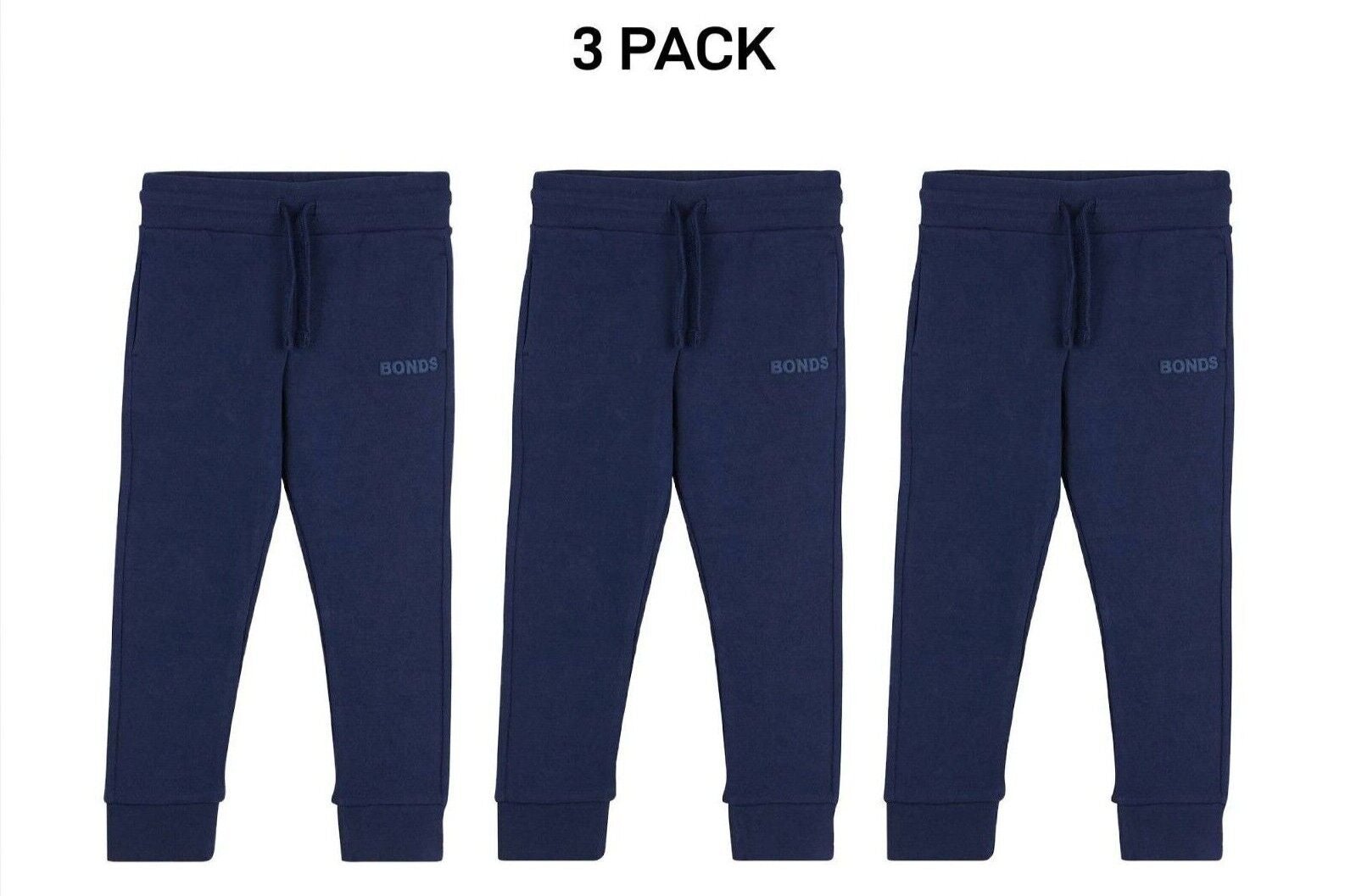 Bonds Kids Tech Sweats Trackie Pants Lightweight Warm Minimise Heat 3 Pack KVQRK