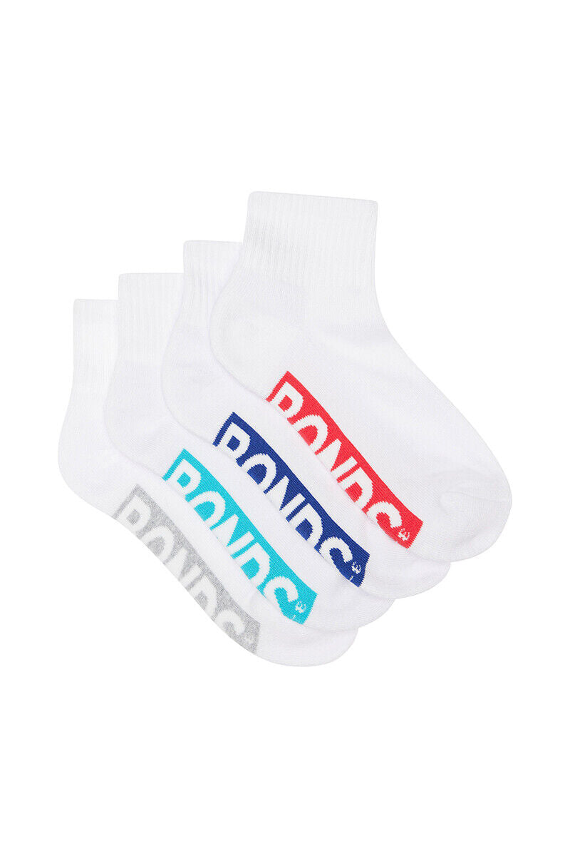 Bonds Kids Logo Light Quarter Crew Socks Comfy Mesh Cooling Zones 8 Pack RXU64W