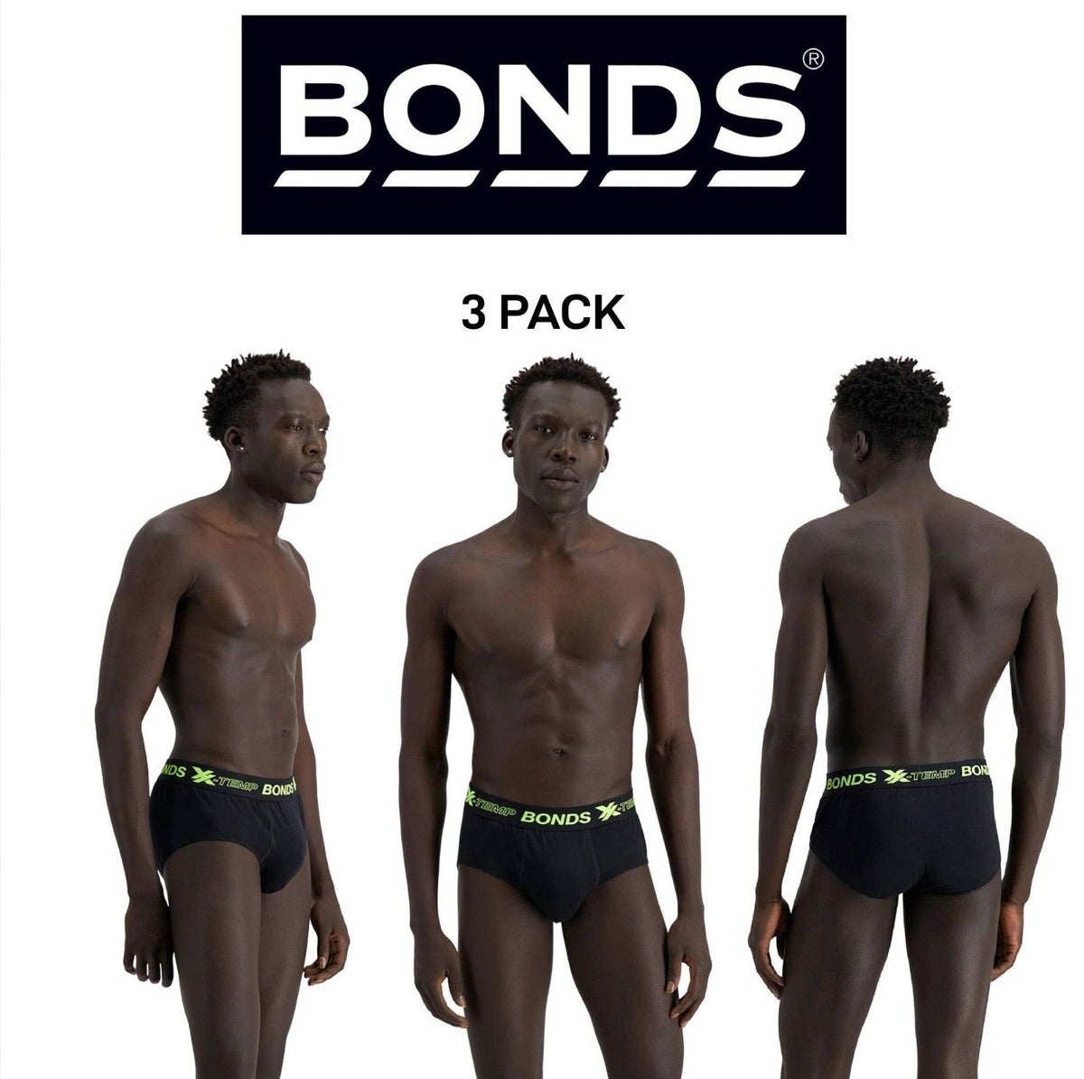 Bonds Mens X-Temp Brief X-Treme Support and X-Tra Comfort Undies 3 Pack MX4L