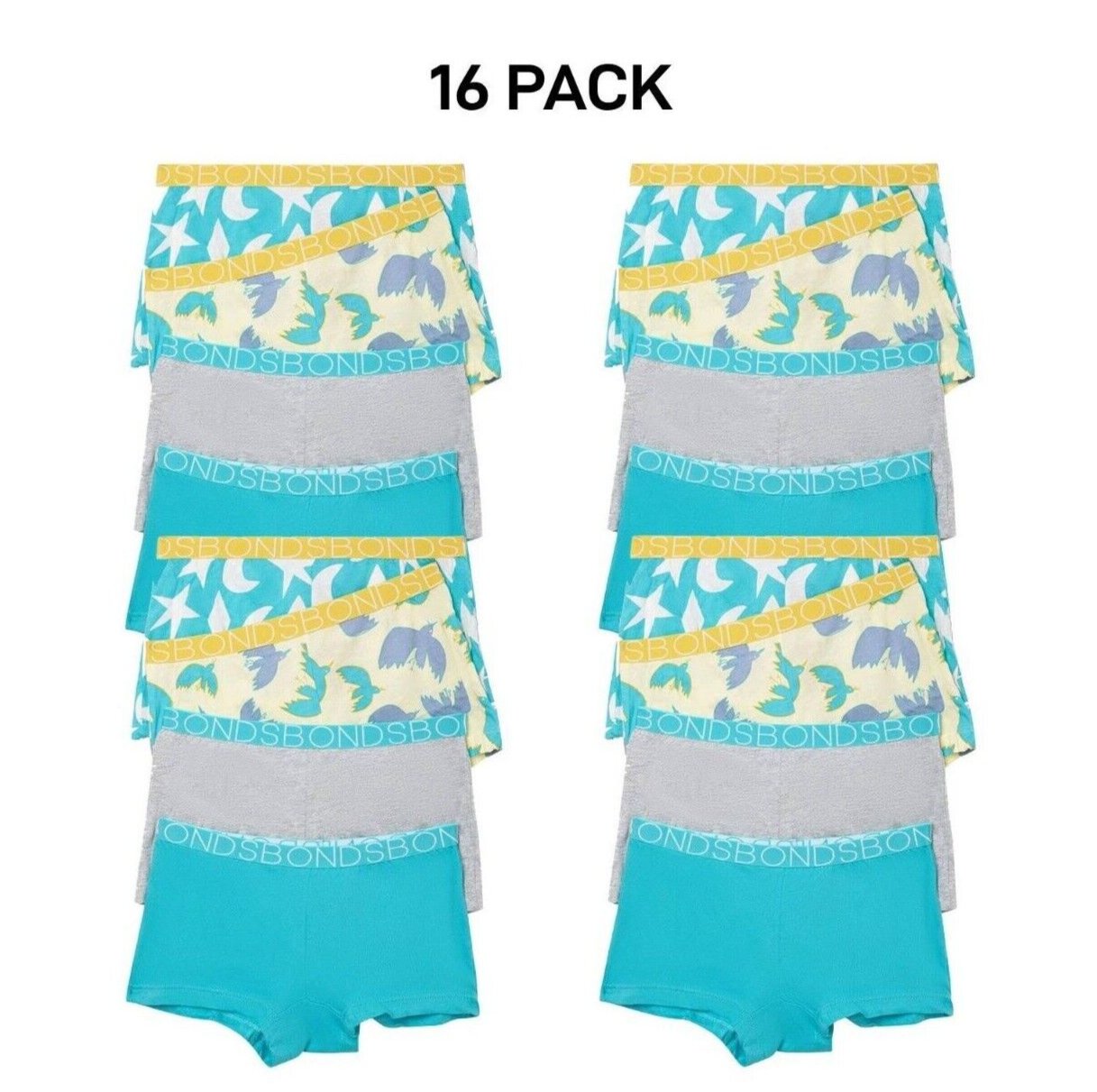 Bonds Girls Shortie Full Coverage Modesty Ultimate Soft Waistband 16 Pack UWCA4A