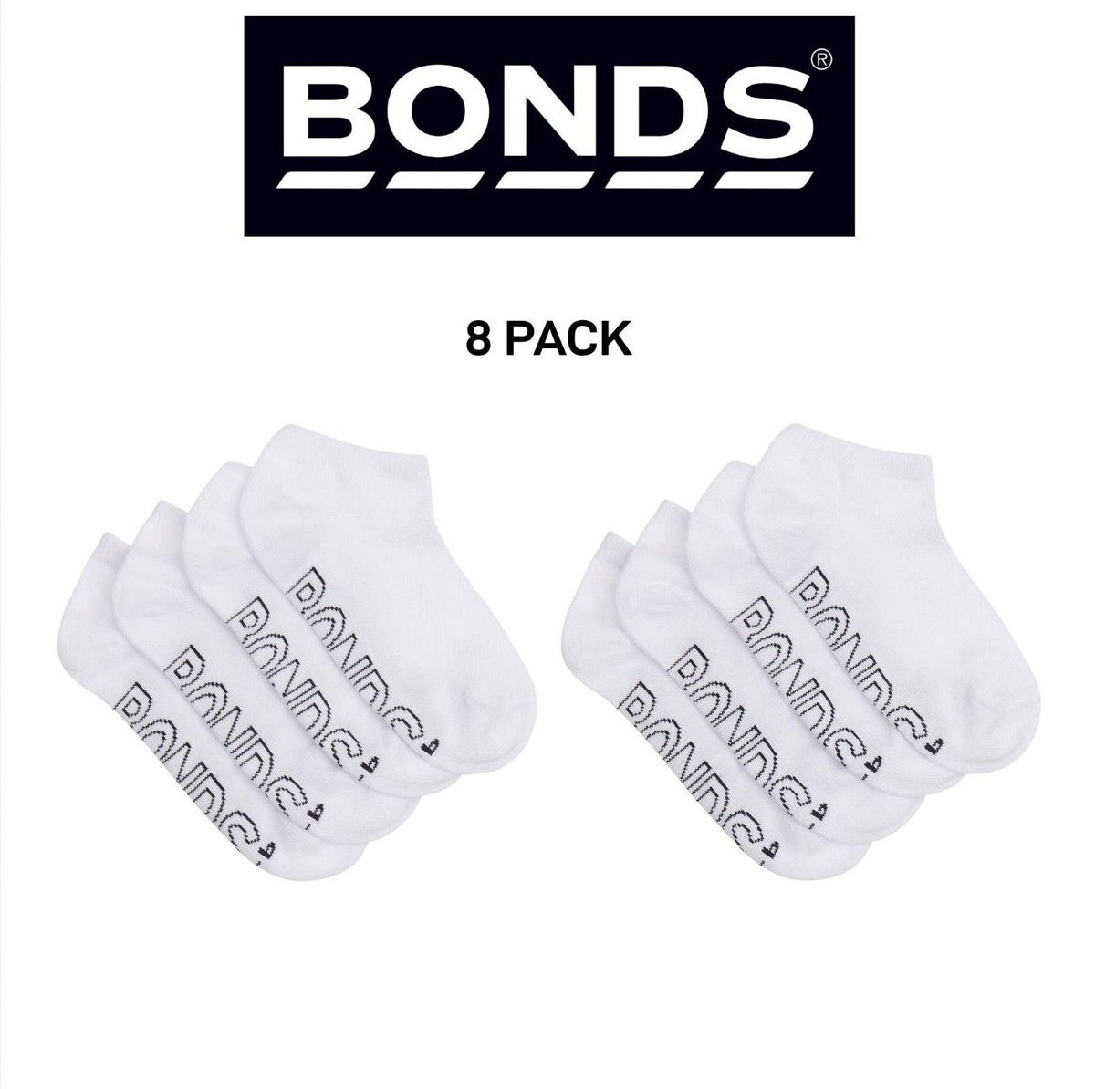 Bonds Kids Logo Light No Show Lightweight Extra Comfort Socks 8 Pack RXUU4W