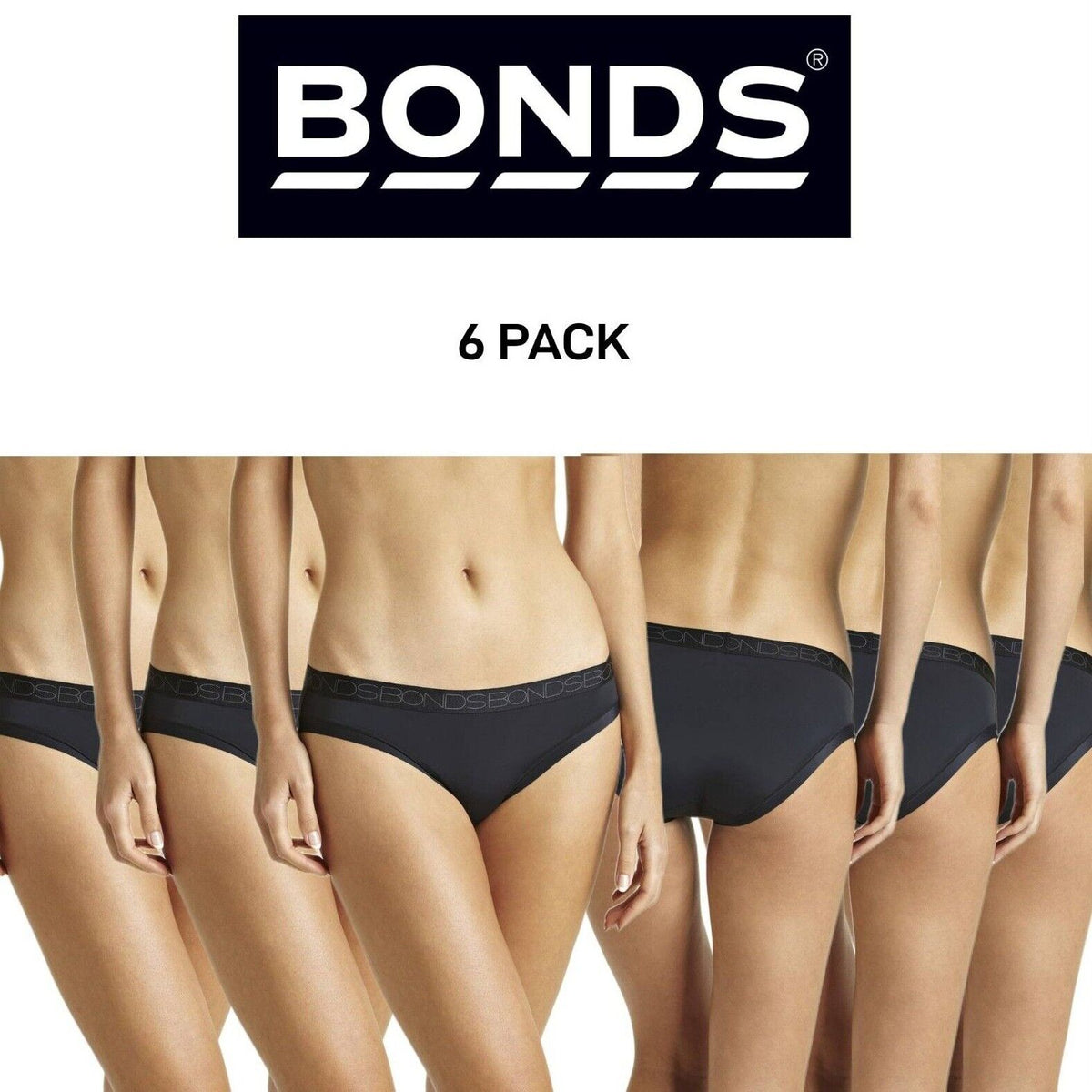 Bonds Womens Invisitails Bikini Lightweight Smooth Leg Band Brief 6 Pack WZ5WBY