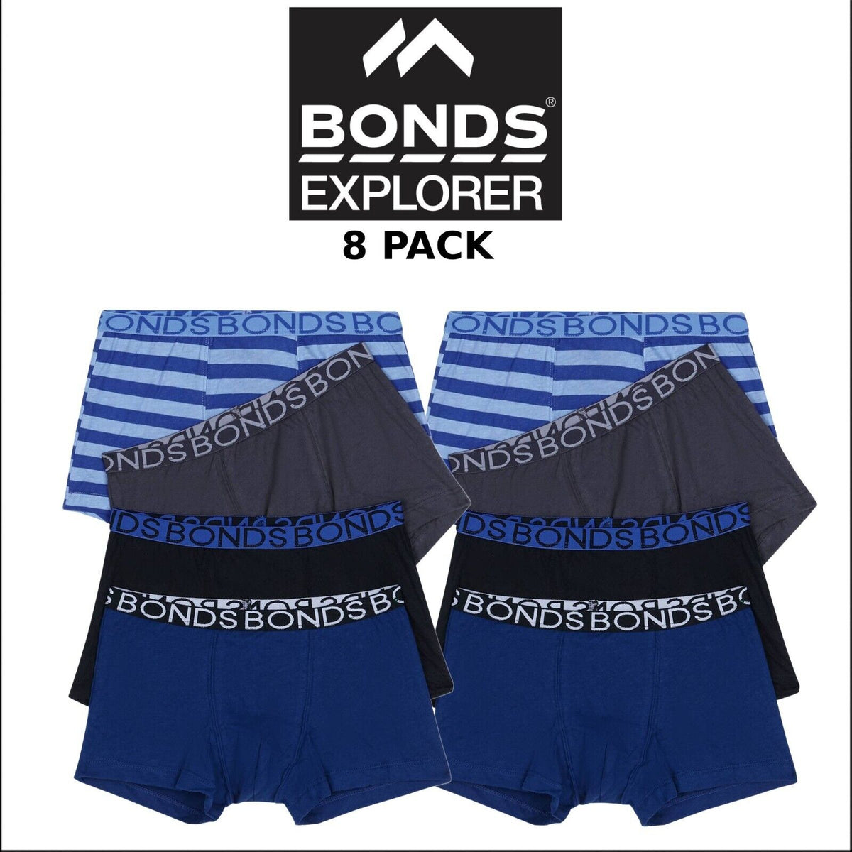 Bonds Boys Trunk Supportive Pouch With Comfy Coverage 8 Pack UWCF4A 20J