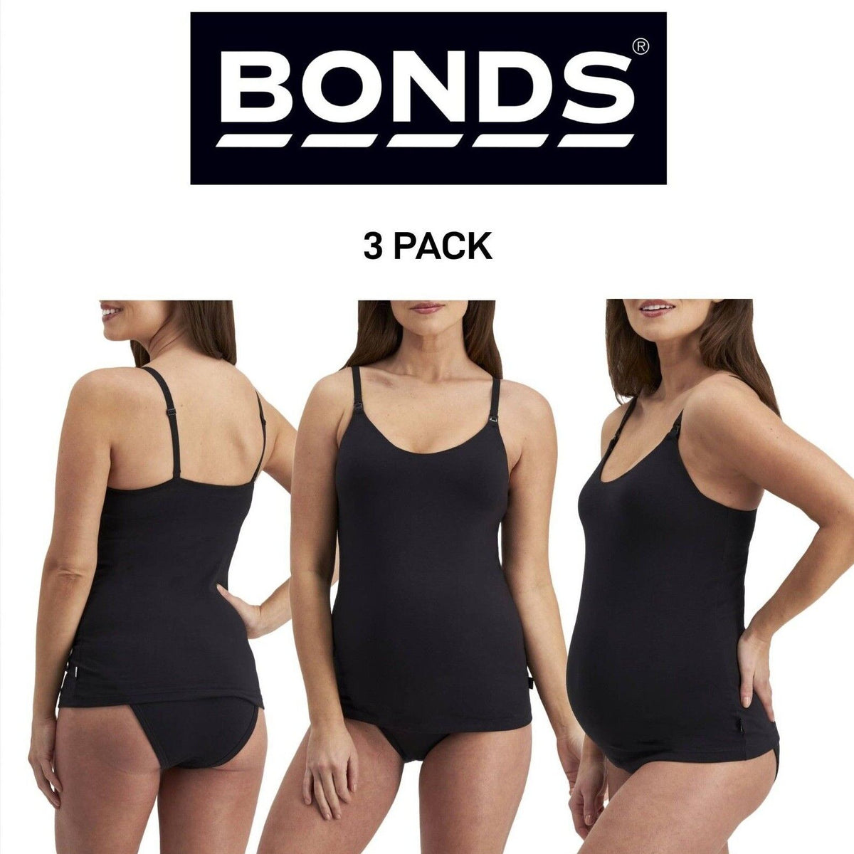 Bonds Womens Maternity Contour Support Singlet Organic Cotton 3 Pack YWYCY