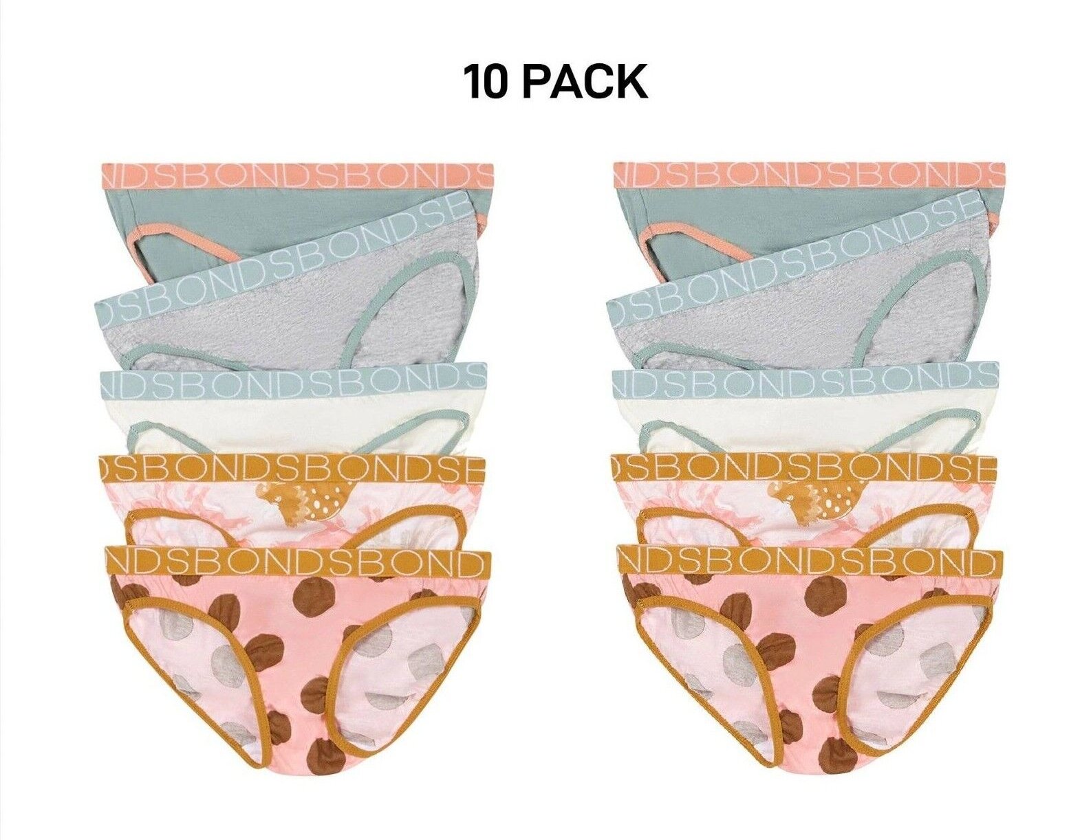 Bonds Girls Bikini Soft and Stretchy Perfect Everyday Coverage 10 Pack UWNV5A