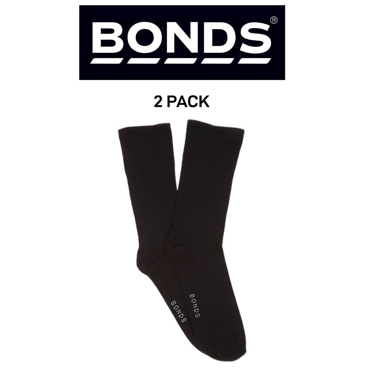 Bonds Mens Stay Up Crew Cotton Rich Softness Stay Up Technology 2 Pack SXXY2N