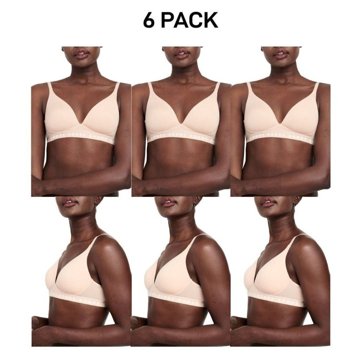 Bonds Womens Originals Wirefree Tee Shirt Bra Soft Smooth & Stretch 6 Pack YXKTY