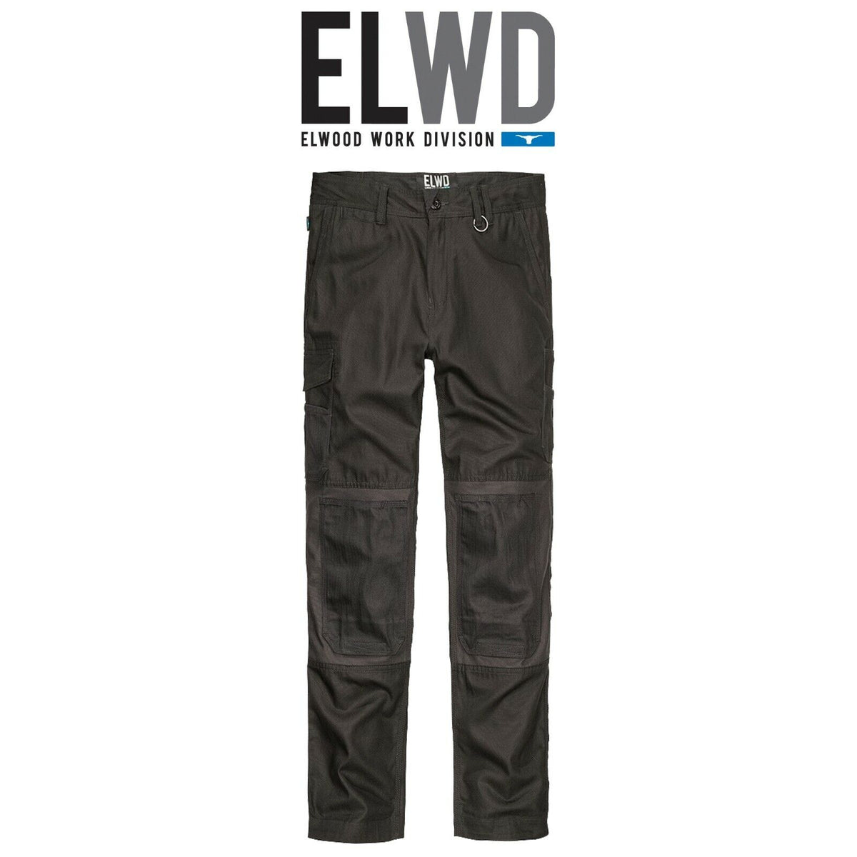 Mens Elwood Work Utility Pants Knee Panels Canvas Tradie Phone Pocket EWD101