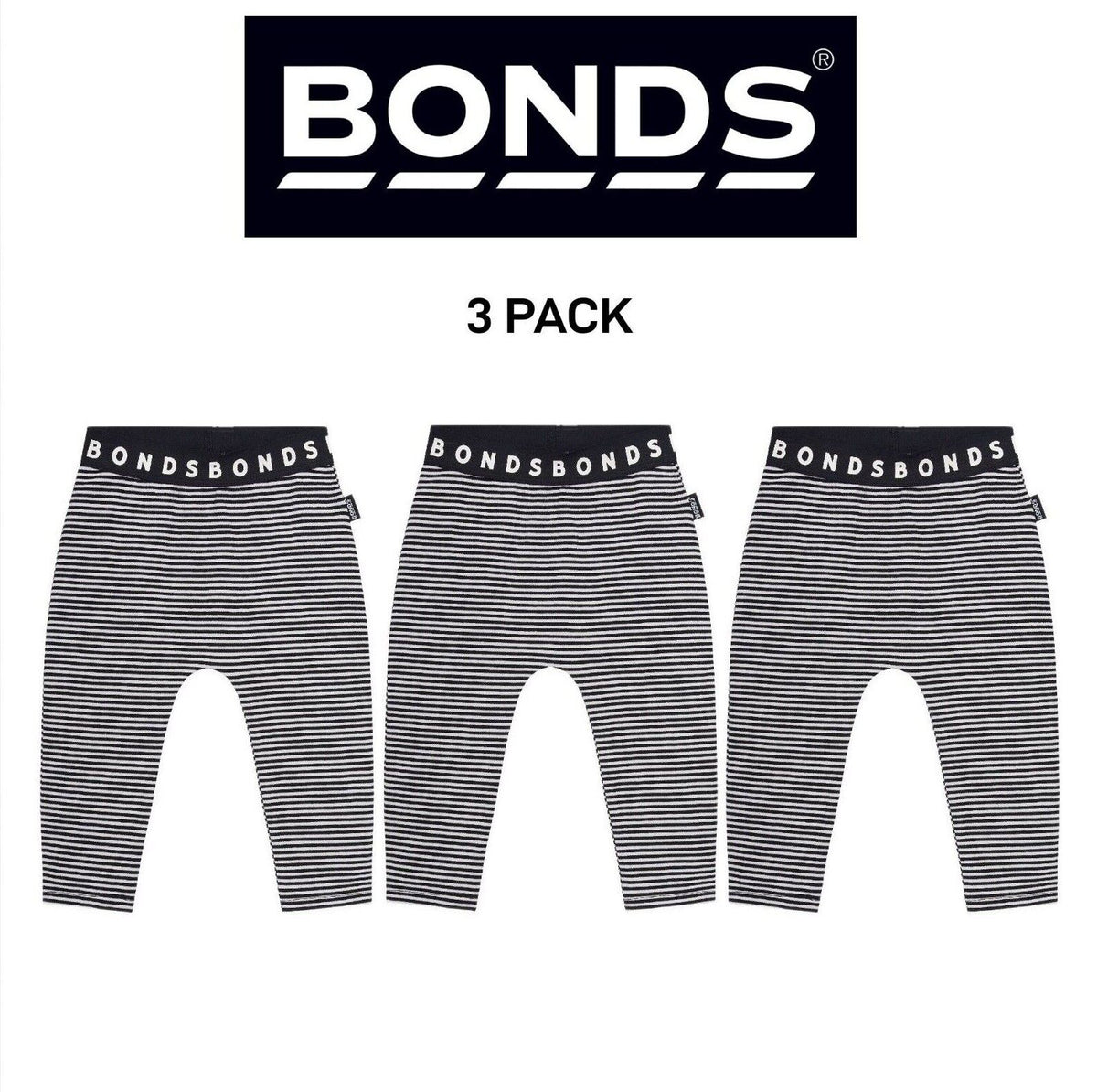 Bonds Baby Stretchies Legging Versatile Strong Elastic Waistband 3 Pack BXUGA