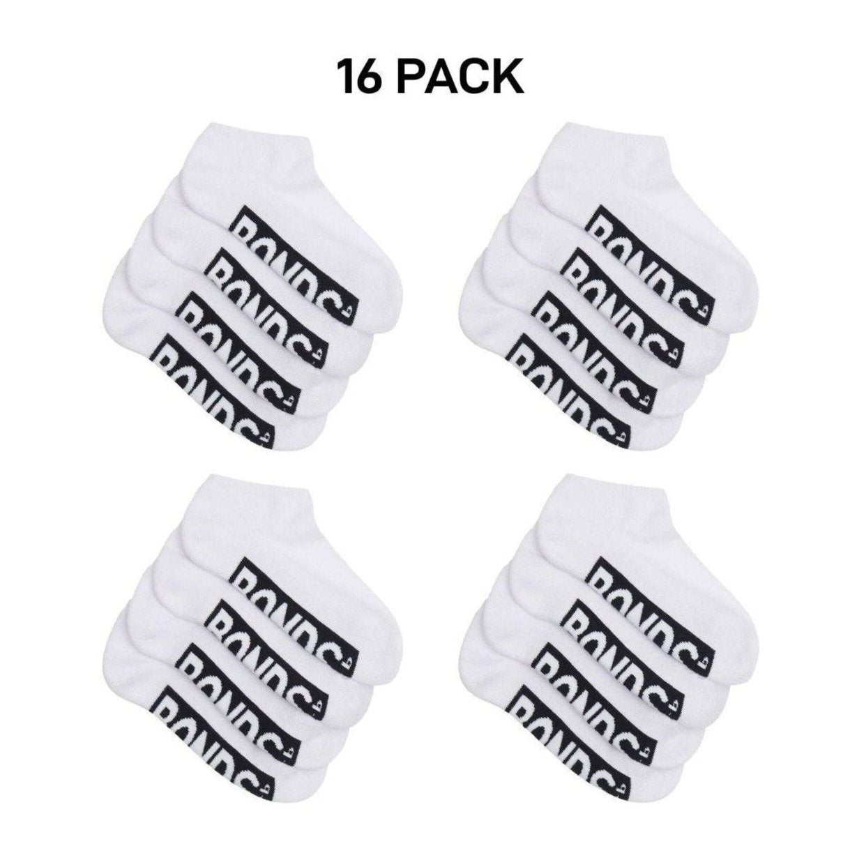 Bonds Kids Logo Cushioned Low Cut Socks Cotton Comfy Cushioning 16 Pack RXTV4W