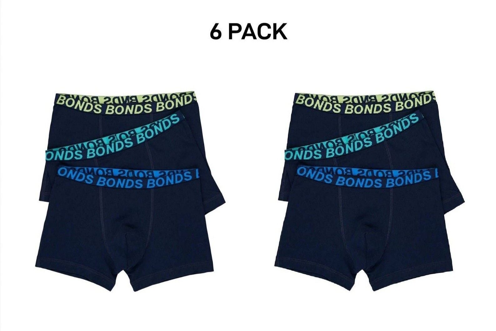 Bonds Boys Trunk Sport Moisture Wicking Cool & Dry Comfort Covered 6 Pack UWKN3A
